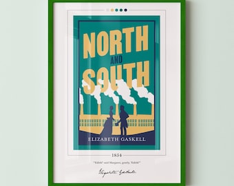 North and South Book Cover Poster | Elizabeth Gaskell, North and South Poster, North and South Print, Book Poster, Book Art, Book Lover Gift