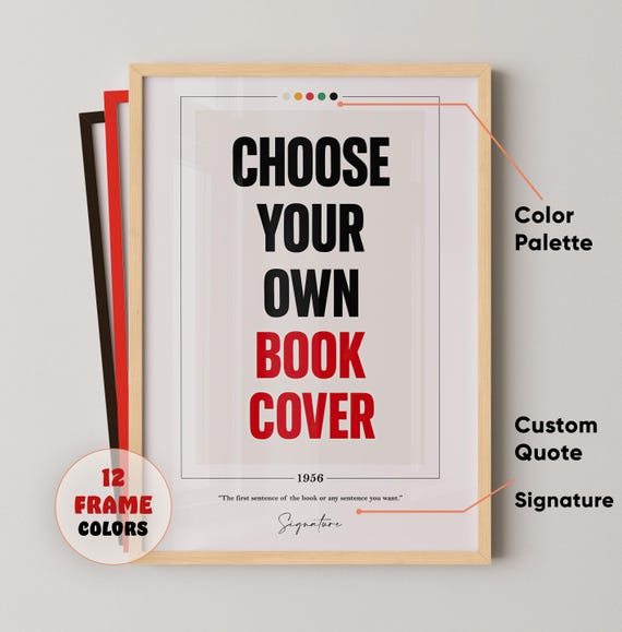 Request Your Own Book Cover Poster | Book Posters, Book Prints, Book Art, Canvas Wall Art, Book Lover Gift, Literary Gifts, Bookish Gifts