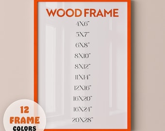 Orange Wood Frame with 9 Colors, Wood Picture Frame, Photo Frame, Diploma Frame, 8x10 Frame, Black Frame, White Frame, Red Frame