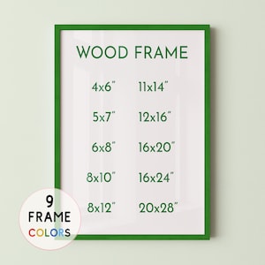 Hard Wood Picture Frame, Green Photo, Diploma Frame, 8x10, 9 Colors