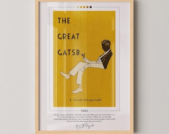 The Great Gatsby Book Cover Poster | F. Scott Fitzgerald, The Great Gatsby Poster, Book Posters, Canvas Print, Book Art, Book Lover Gift