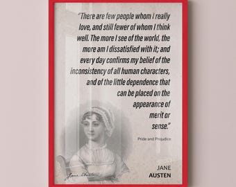 Jane Austen Quote Wall Art | "Merit of Sense" Pride and Prejudice Quote Poster, Quote Print, Quote Art, Book Quotes, Book Lover Gift