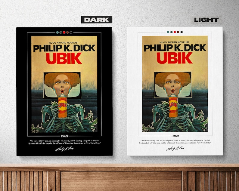 Ubik Book Cover Poster Philip K Dick, Ubik Poster, Ubik Print, Book Posters, Book Prints, Canvas Wall Art, Book Art, Book Lover Gift image 2