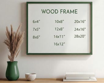 Horizontal Green Wood Frame with 9 Colors, Wood Picture Frame, Photo Frame, Diploma Frame, 8x10 Frame, Black Frame, White Frame, Red Frame