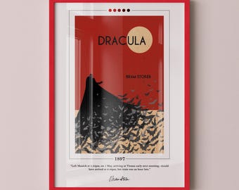 Dracula Book Cover Poster | Bram Stoker, Dracula Poster, Dracula Print, Book Posters, Canvas Print, Book Art, Book Lover Gift, Bookish Gifts