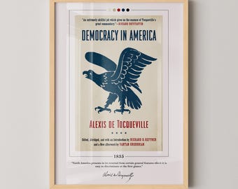 Democracy in America Buchcover Poster | Alexis de Tocqueville, Democracy in America Poster, Buch Poster, Leinwand Wandkunst, Geschenk für Buchliebhaber