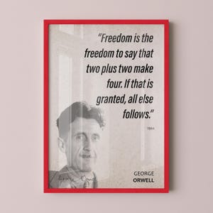 George Orwell Quote Wall Art | &quot;Two Plus Two&quot; 1984 Quote Poster, Quote Print, Quote Art, Book Quote, Canvas Wall Art, Book Lover Gift