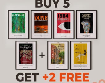 BUY 5 GET +2 FREE Choose Your Book Cover Posters | Book Posters, Book Prints, Canvas Wall Art, Book Art, Book Lover Gift, Bookish Gifts