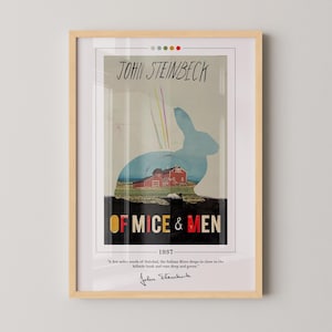 Of Mice and Men Book Cover Poster | John Steinbeck, Of Mice and Men Poster, Of Mice and Men Print, Book Posters, Book Art, Canvas Wall Art