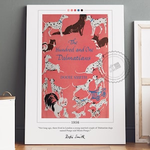 Poster di copertina del libro dei cento e uno dalmata / Dodie Smith, poster dei cento e uno dalmata, poster di libri, regalo per gli amanti dei libri