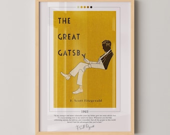 The Great Gatsby Book Cover Poster | F. Scott Fitzgerald, The Great Gatsby Poster, Book Posters, Canvas Print, Book Art, Book Lover Gift