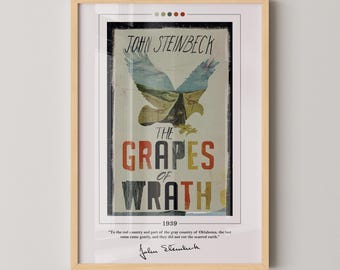 The Grapes of Wrath Book Cover Poster | John Steinbeck, The Grapes of Wrath Poster, Book Posters, Book Prints, Book Art, Canvas Wall Art
