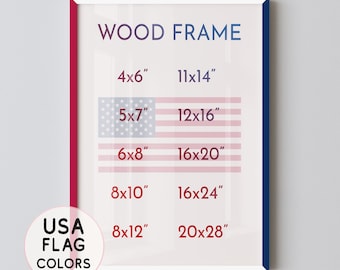 USA Flag Colors Wood Frame, Red White and Blue Picture Frame, 8x10 Diploma Frame, Patriotic American Decor for Home or Office
