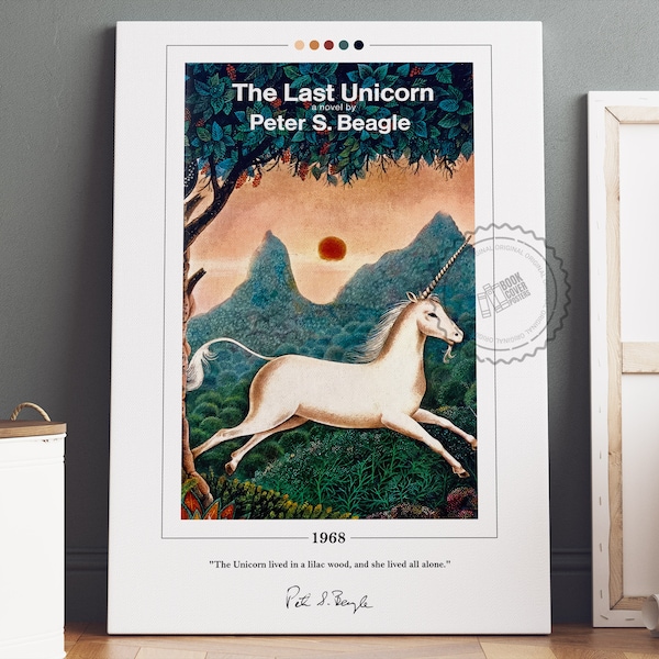 De laatste Unicorn boekomslag poster | Peter S. Beagle, laatste Unicorn poster, laatste Unicorn print, boek poster, canvas kunst aan de muur, boek minnaar cadeau