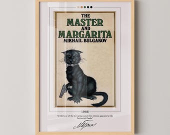 The Master and Margarita Book Cover Poster | Mikhail Bulgakov, Master and Margarita Poster, Book Posters, Canvas Print, Book Lover Gift