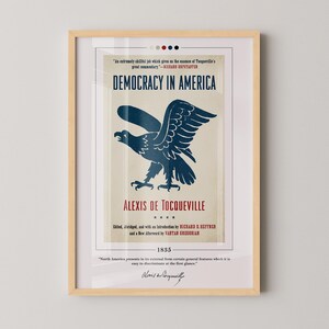 Democracy in America Book Cover Poster | Alexis de Tocqueville, Democracy in America Poster, Book Posters, Canvas Wall Art, Book Lover Gift