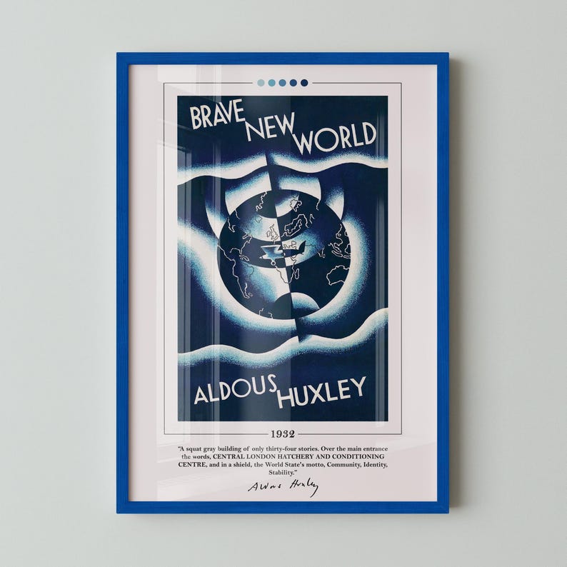 Brave New World Book Cover Poster | Aldous Huxley, Brave New World Poster, Brave New World Print, Book Posters, Book Prints, Canvas Wall Art image 1