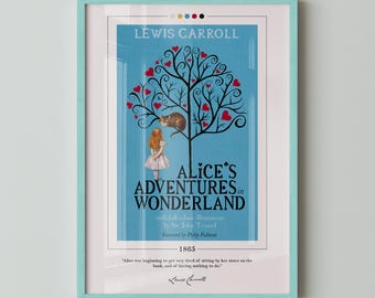 Alice's Adventures in Wonderland Book Cover Poster | Lewis Carroll, Alice in Wonderland Poster, Book Posters, Canvas Print, Book Lover Gift