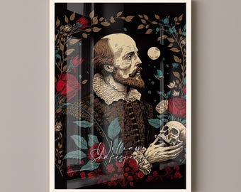 William Shakespeare Poster Canvas | William Shakespeare Canvas Wall Art, William Shakespeare Print, Book Posters, Book Art, Book Lover Gift