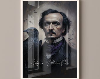 Edgar Allan Poe Poster Canvas | Edgar Allan Poe Canvas Wall Art, Edgar Allan Poe Print, Book Posters, Book Art, Book Lover Gift