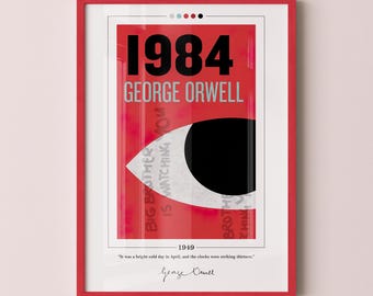 1984 Book Cover Poster | George Orwell, 1984 Poster, 1984 Print, Book Posters, Book Prints, Book Art, Canvas Print, Book Lover Gift