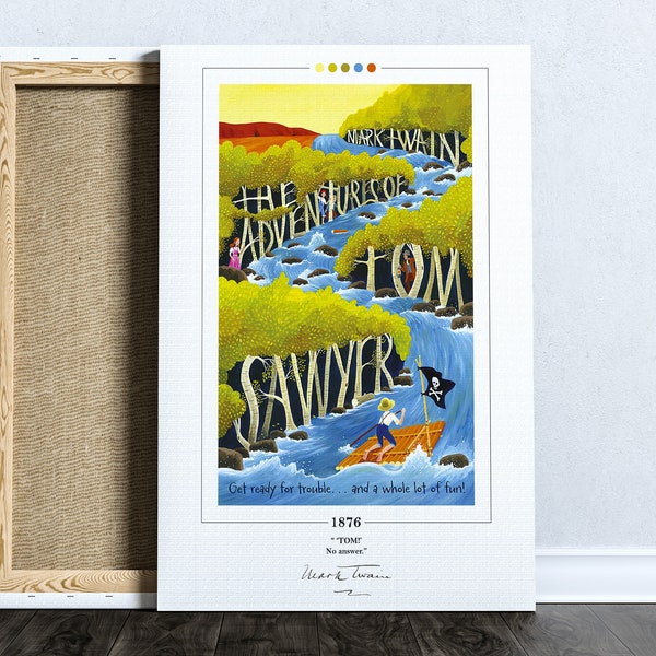 The Adventures of Tom Sawyer Book Cover Poster | Mark Twain, The Adventures of Tom Sawyer Poster, Book Posters, Canvas Wall Art, Book Art