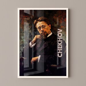 Anton Chekhov Poster Canvas Wall Art, Book Lover Gifts, Gifts for Readers, Bookish Gifts, Bookworm Gifts, Library Decor