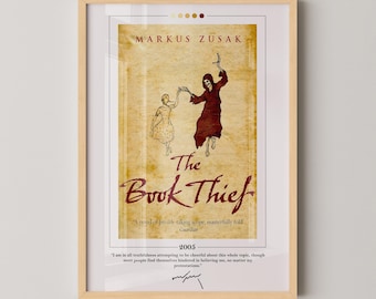 Póster de portada de La ladrona de libros / Markus Zusak, póster de La ladrona de libros, impresión de La ladrona de libros, pósteres de libros, arte literario, impresión en lienzo, regalo para amantes de los libros