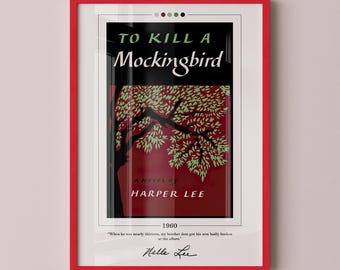 To Kill a Mockingbird Book Cover Poster | Harper Lee, To Kill a Mockingbird Poster, Book Posters, Canvas Wall Art, Book Art, Book Lover Gift
