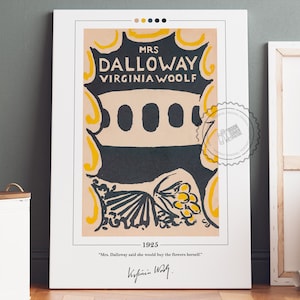 Mrs Dalloway Book Cover Poster | Virginia Woolf, Mrs Dalloway Poster, Mrs Dalloway Print, Book Posters, Canvas Wall Art, Book Lover Gift
