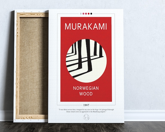 Poster di copertina del libro in legno norvegese / Haruki Murakami