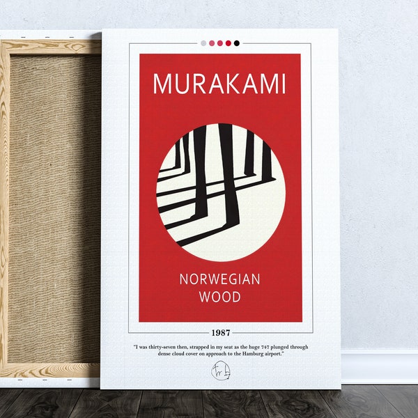 Norwegian Wood Book Cover Poster | Haruki Murakami, Norwegian Wood Poster, Book Posters, Book Art, Canvas Wall Art, Book Lover Gift