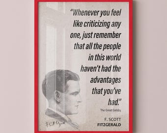 F. Scott Fitzgerald Quote Wall Art | The Great Gatsby Quote Poster, Quote Print, Quote Art, Book Quote, Canvas Wall Art, Book Lover Gift