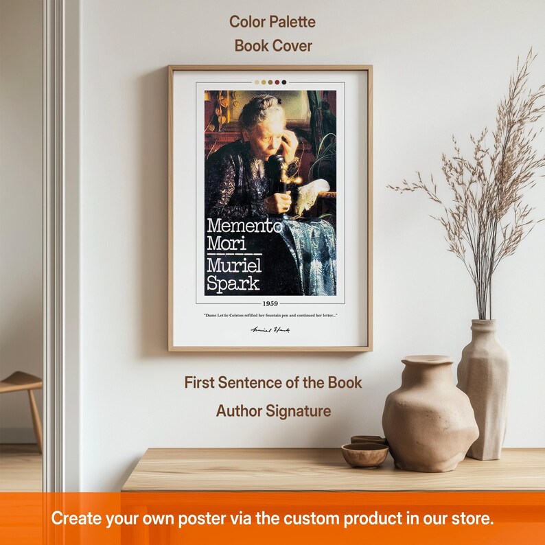 Memento Mori Book Cover Poster | Muriel Spark, Memento Mori Poster, Memento Mori Print, Book Posters, Canvas Wall Art, Book Lover Gift image 2