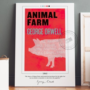 Bauernhof der Tiere Buch Cover Poster | George Orwell, Farm der Tiere Poster, Farm der Tiere Druck, Buch Poster, Leinwand Wandkunst, Buch Liebhaber Geschenk