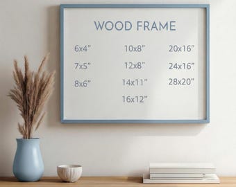 Horizontal Blue Wood Frame with 9 Colors, Wood Picture Frame, Photo Frame, Diploma Frame, 8x10 Frame, Black Frame, White Frame, Red Frame