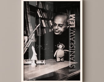 Stanislaw Lem Poster Canvas Wall Art, Book Lover Gifts, Gifts for Readers, Bookish Gifts, Bookworm Gifts, Library Decor