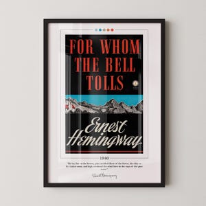 For Whom the Bell Tolls Book Cover Poster | Ernest Hemingway, For Whom the Bell Tolls Poster, Book Posters, Canvas Wall Art, Book Lover Gift