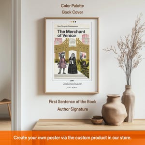 The Merchant of Venice Book Cover Poster | William Shakespeare, The Merchant of Venice Poster, Book Poster, Canvas Wall Art, Book Lover Gift image 2