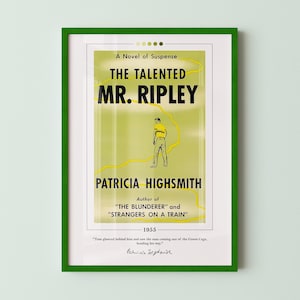 The Talented Mr Ripley Book Cover Poster | Patricia Highsmith, Talented Mr Ripley Poster, Book Posters, Book Art, Book Lover Gift