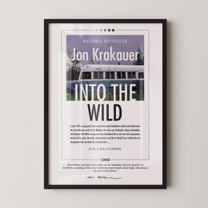 Into the Wild Book Cover Poster | Jon Krakauer, Into the Wild Poster, Into the Wild Print, Book Posters, Canvas Wall Art, Book Lover Gift