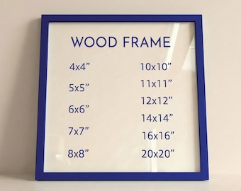 Square Navy Wood Frame with 9 Colors, Wood Picture Frame, Photo Frame, Diploma Frame, Black Frame, White Frame, Red Frame