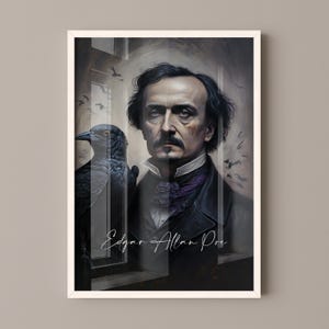 Edgar Allan Poe Poster Canvas | Edgar Allan Poe Canvas Wall Art, Edgar Allan Poe Print, Book Posters, Book Art, Book Lover Gift
