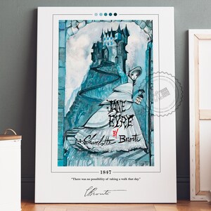 Poster di copertina del libro di Jane Eyre / Charlotte Bronte, Poster di Jane Eyre, Stampa di Jane Eyre, Poster di libri, Arte del libro, Arte della parete su tela, Regalo per gli amanti dei libri