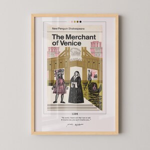 The Merchant of Venice Book Cover Poster | William Shakespeare, The Merchant of Venice Poster, Book Poster, Canvas Wall Art, Book Lover Gift image 1