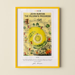 Poster di copertina del libro "Il pellegrinaggio del cristiano" / John Bunyan, poster di "Il pellegrinaggio del cristiano", poster di libri, stampe su tela, regalo per amanti dei libri
