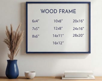 Horizontal Navy Wood Frame with 9 Colors, Wood Picture Frame, Photo Frame, Diploma Frame, 8x10 Frame, Black Frame, White Frame, Red Frame