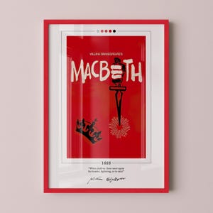 Póster de portada de Macbeth / William Shakespeare, póster de Macbeth, impresión de Macbeth, pósteres de libros, arte mural en lienzo, arte literario, regalo para amantes de los libros