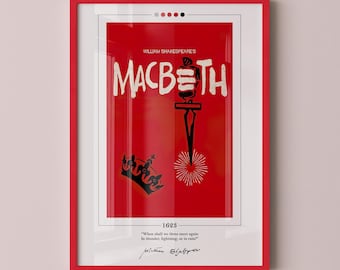 Macbeth Book Cover Poster | William Shakespeare, Macbeth Poster, Macbeth Print, Book Posters, Canvas Wall Art, Book Art, Book Lover Gift
