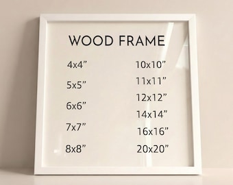 Square White Wood Frame with 9 Colors, Wood Picture Frame, Photo Frame, Diploma Frame, Black Frame, White Frame, Red Frame